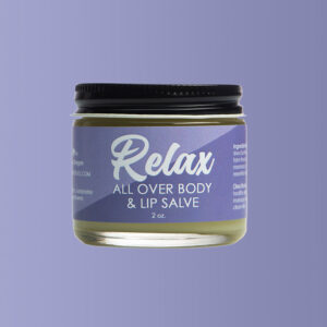 Close up shot of Relax All Over Body and Lip Salve.